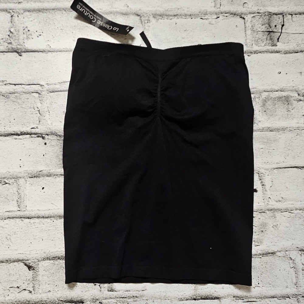 La Classe Couture Black Ruched Bandeau Tube Top M/L NWT